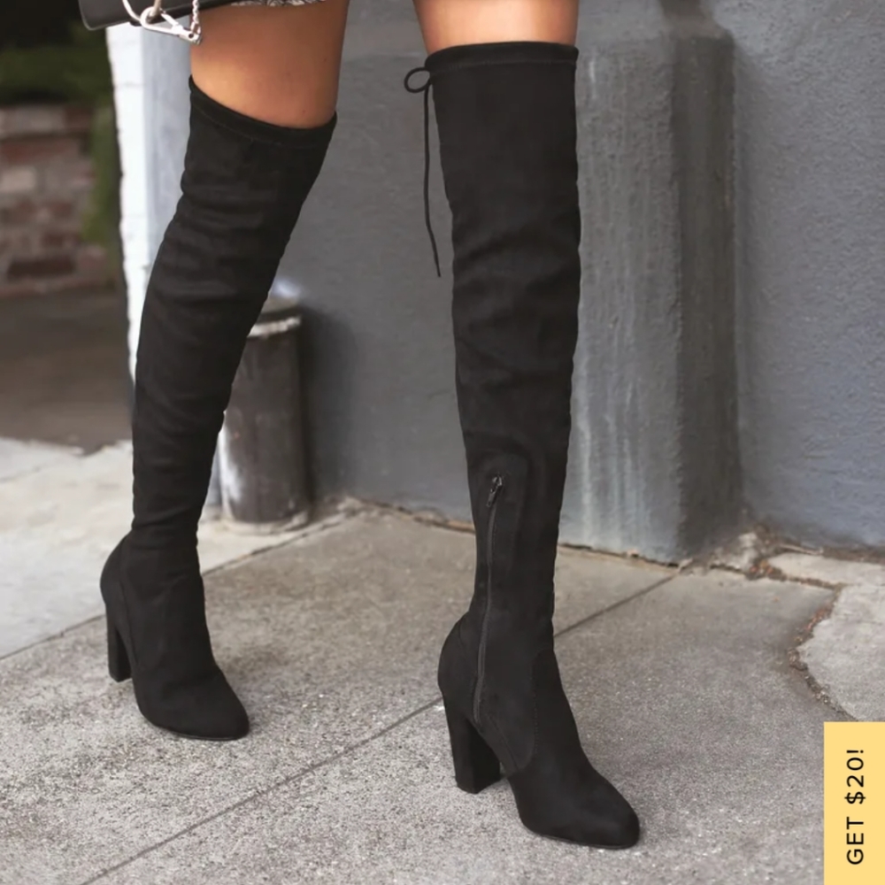 Lulus black suede over the knee boots